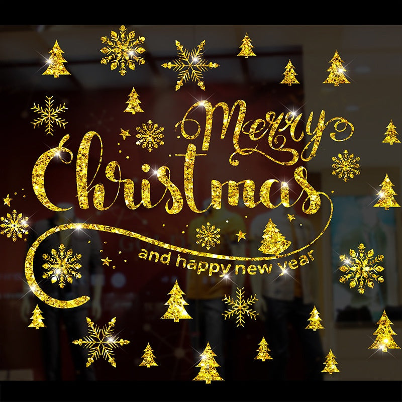 Christmas Window Stickers with Adhesive, Traceless Wall Decals for Holiday Decoration, Christmas and New Year Glass Door and Window Decor