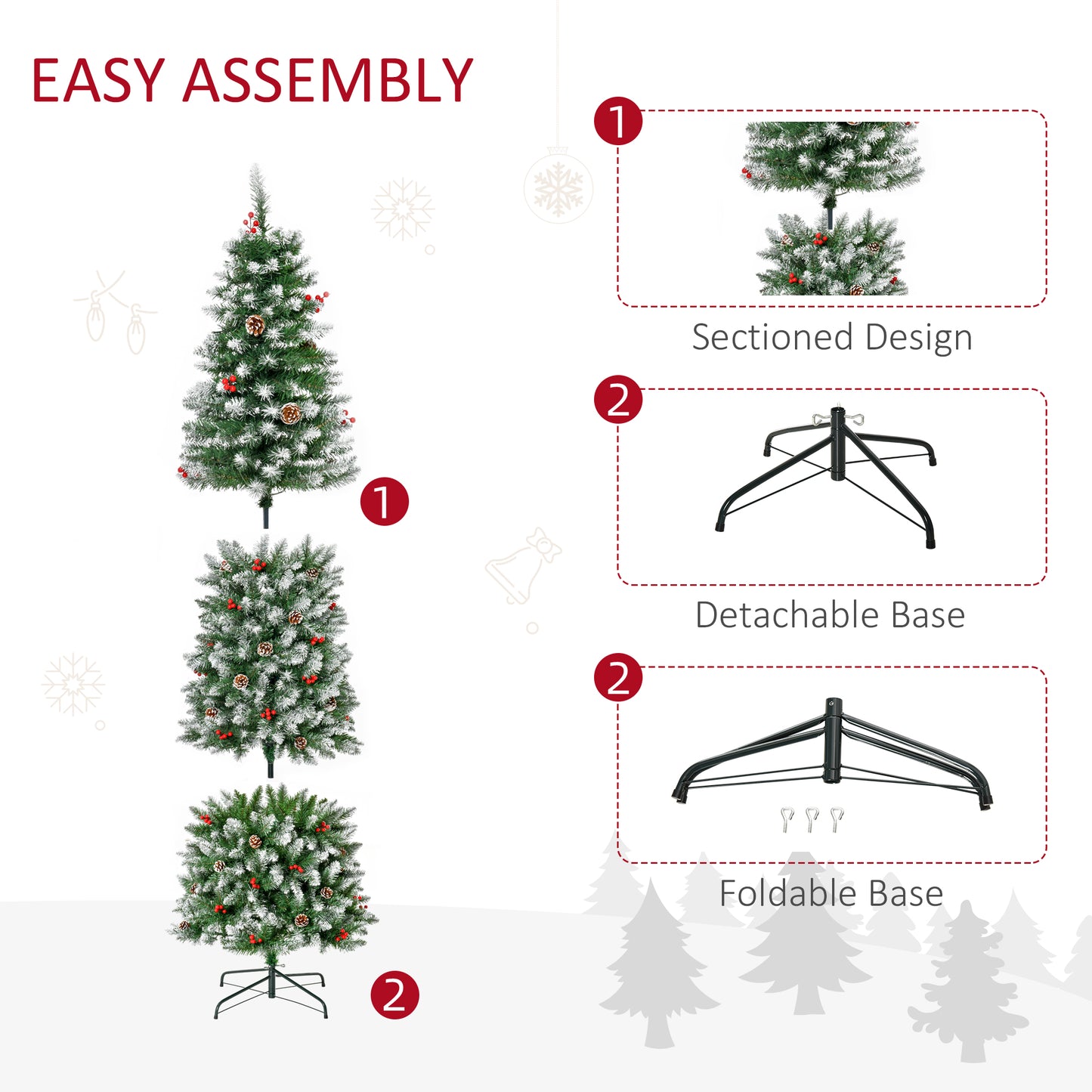 Pre-Lit Snow-Dipped Artificial Christmas Tree with Realistic Branches
