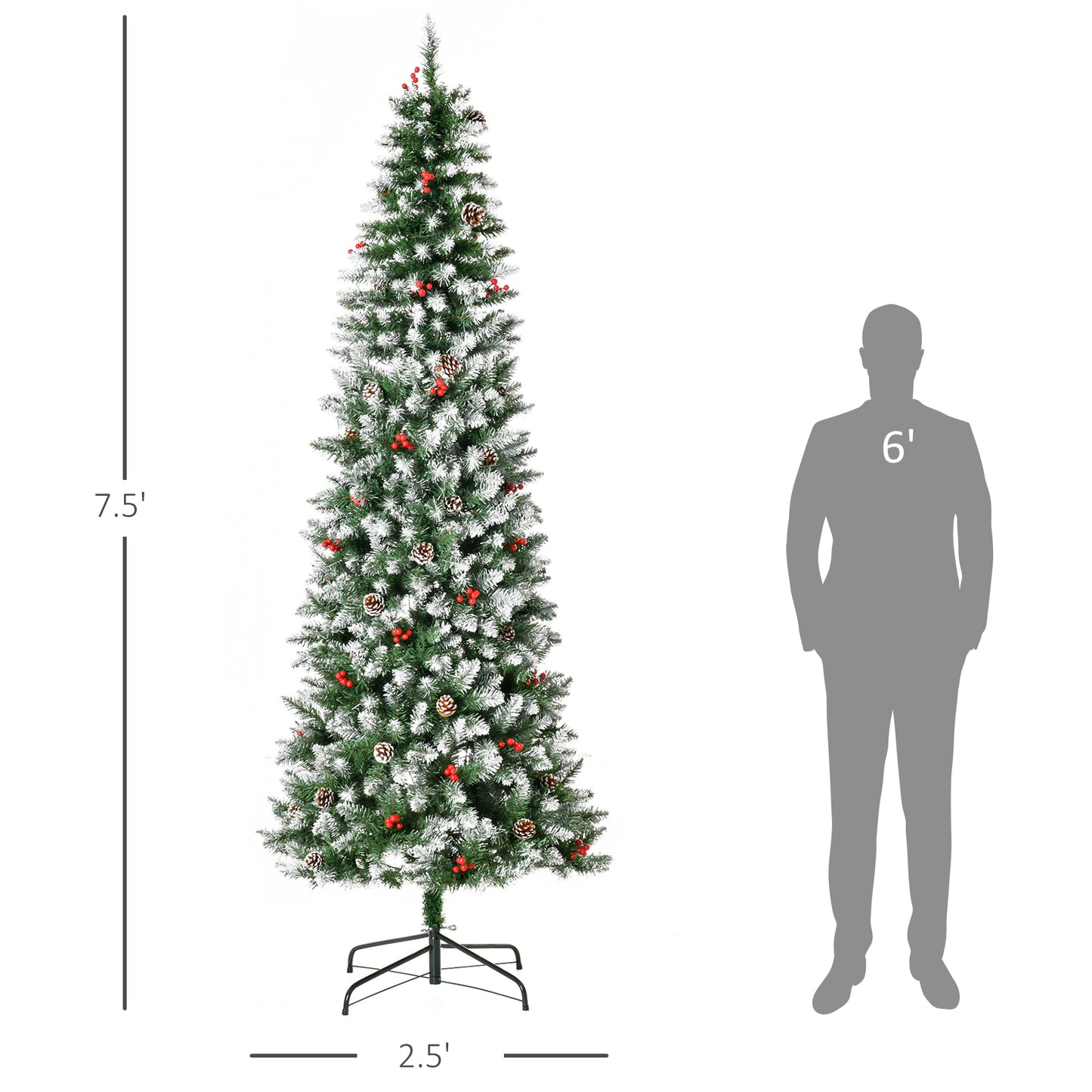 Pre-Lit Snow-Dipped Artificial Christmas Tree with Realistic Branches