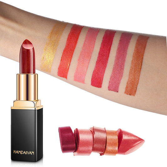 Metallic Pearlescent Lipstick Gilt Shine Color-Changing Lip Beauty