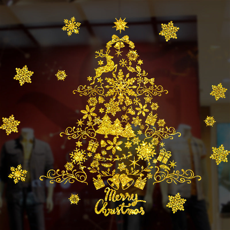 Christmas Window Stickers with Adhesive, Traceless Wall Decals for Holiday Decoration, Christmas and New Year Glass Door and Window Decor