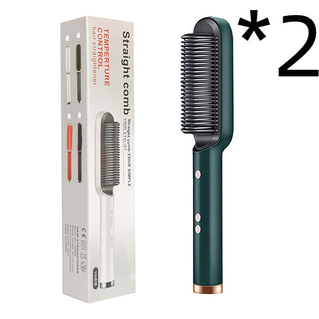 2-in-1 Hair Straightener & Curler Hot Comb Ion Brush