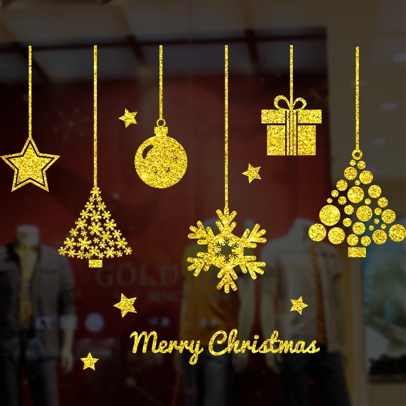 Christmas Window Stickers with Adhesive, Traceless Wall Decals for Holiday Decoration, Christmas and New Year Glass Door and Window Decor