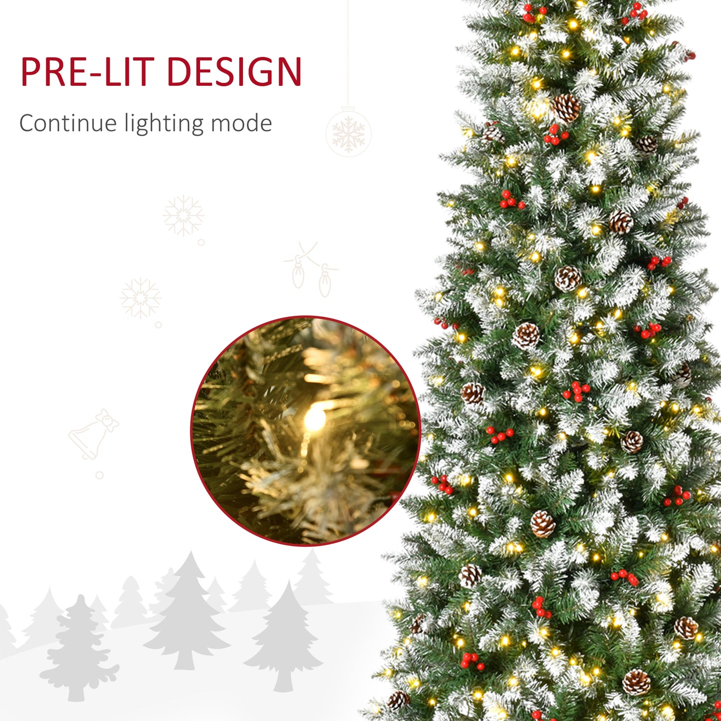 Pre-Lit Snow-Dipped Artificial Christmas Tree with Realistic Branches