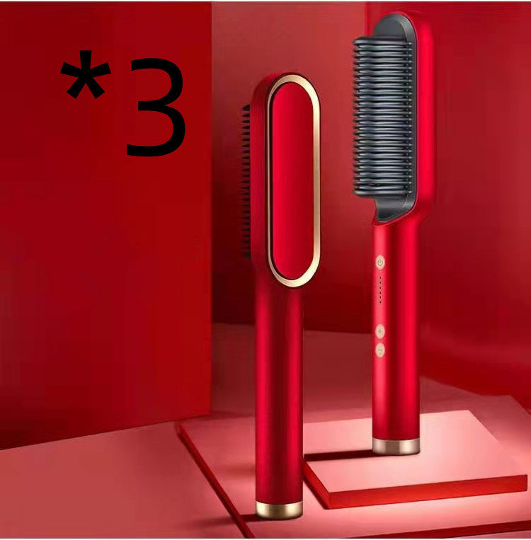 2-in-1 Hair Straightener & Curler Hot Comb Ion Brush