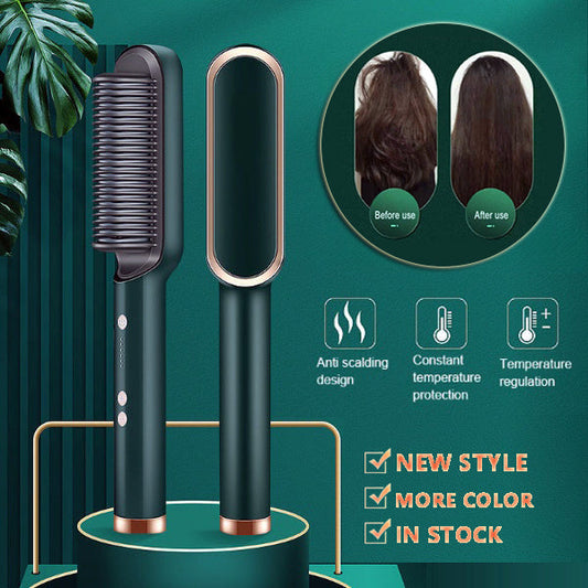 2-in-1 Hair Straightener & Curler Hot Comb Ion Brush