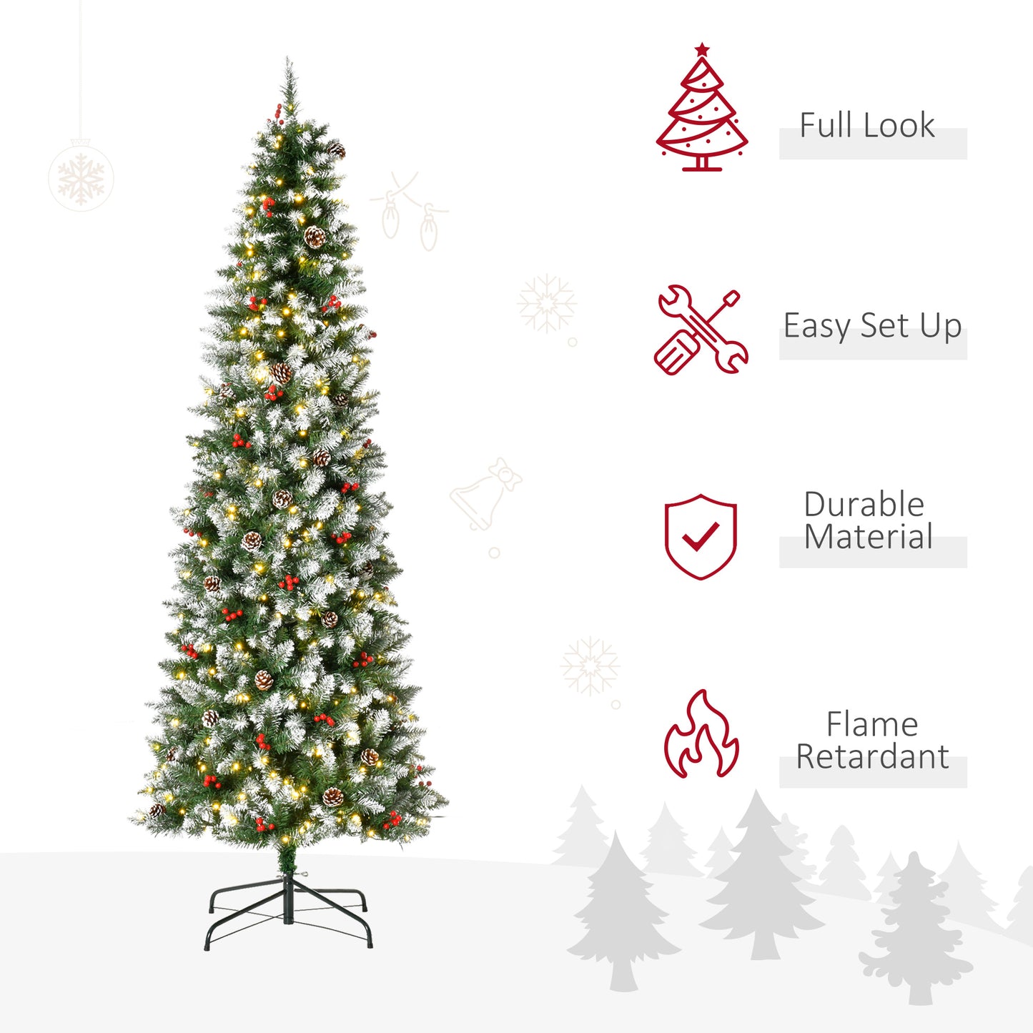 Pre-Lit Snow-Dipped Artificial Christmas Tree with Realistic Branches