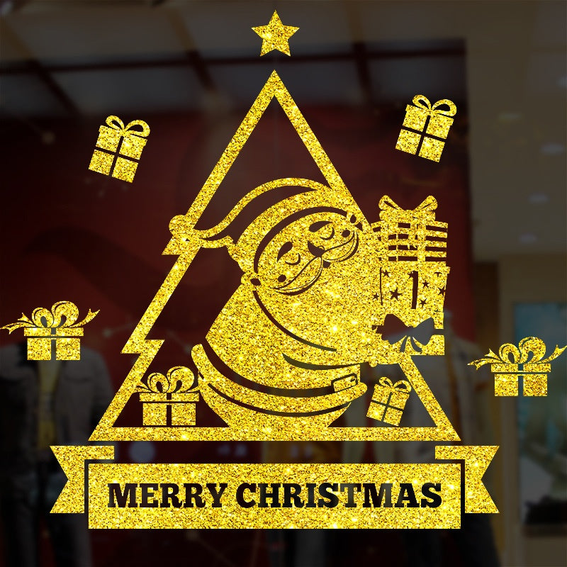 Christmas Window Stickers with Adhesive, Traceless Wall Decals for Holiday Decoration, Christmas and New Year Glass Door and Window Decor