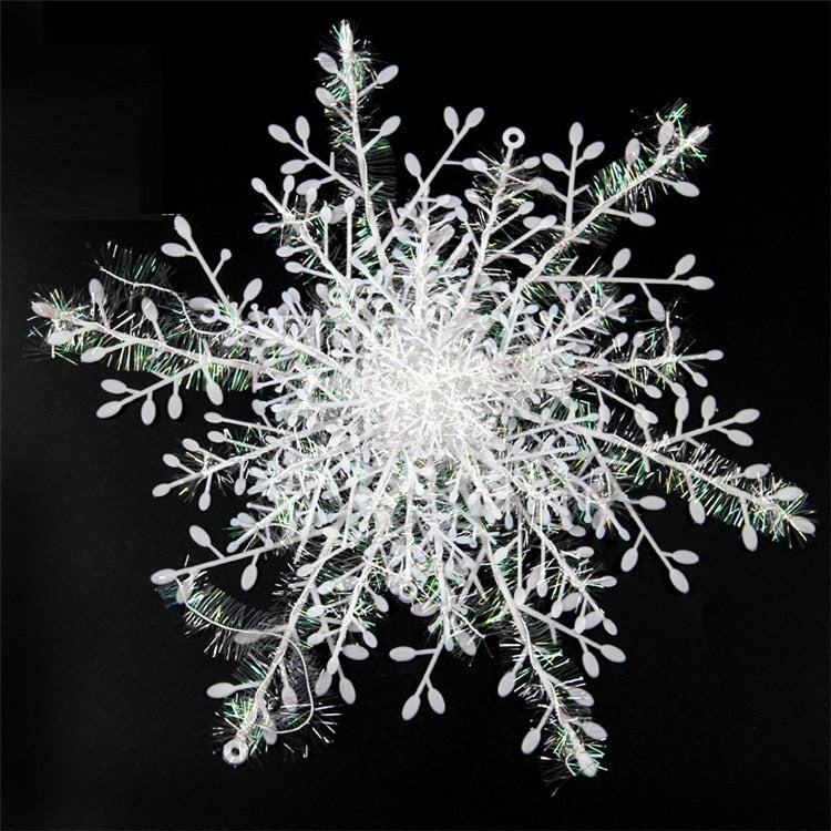 3/9/18/30pcs Christmas Tree Decoration Snowflakes 11cm White Plastic Artificial Snow Christmas Decor Home New Year Party Decor