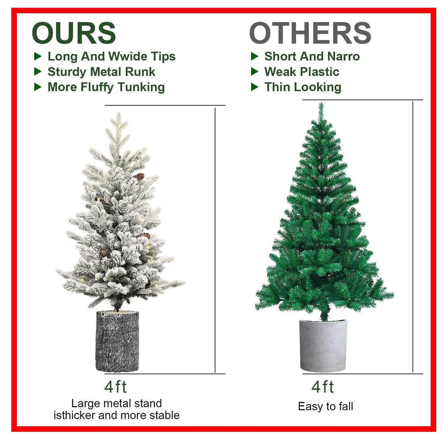 ⭐ “Premium Flocked Christmas Tree with Warm LED Lights – Realistic, Fluffy & Snow-Kissed (2ft–6ft)”