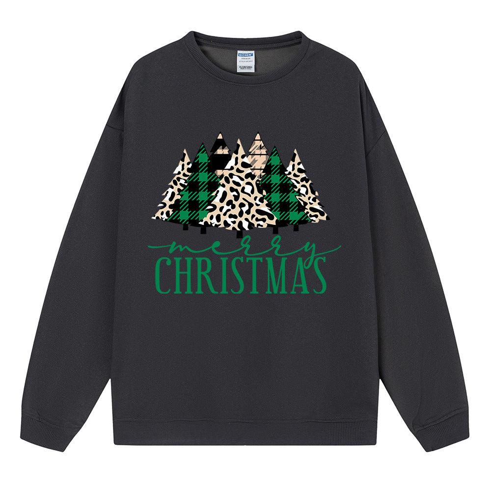 Christmas hoodie ladies' shoulder down long sleeved Christmas tree