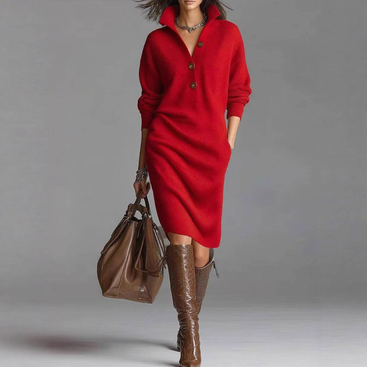 Cozy Long-Sleeve Sweater Dress | Warm Winter Casual Pullover