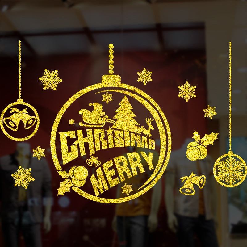 Christmas Window Stickers with Adhesive, Traceless Wall Decals for Holiday Decoration, Christmas and New Year Glass Door and Window Decor