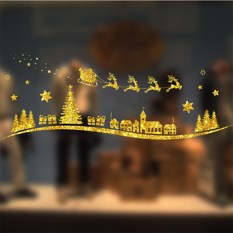 Christmas Window Stickers with Adhesive, Traceless Wall Decals for Holiday Decoration, Christmas and New Year Glass Door and Window Decor