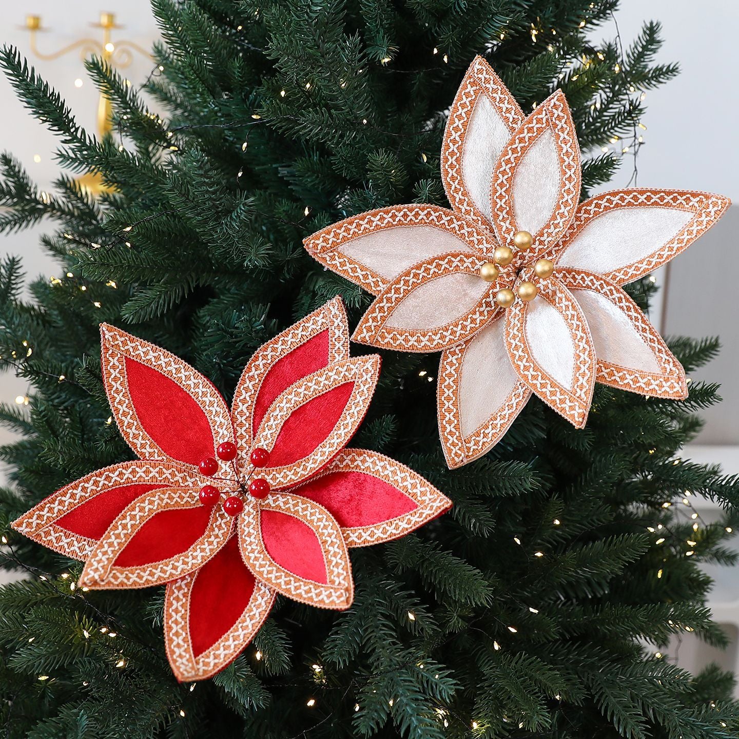 Saint Yuan New Arrival Faux Velvet Preserved Christmas Flower Branches Christmas Tree Decoration Holiday Decor