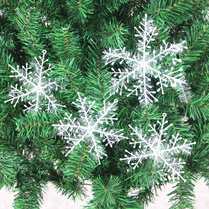 3/9/18/30pcs Christmas Tree Decoration Snowflakes 11cm White Plastic Artificial Snow Christmas Decor Home New Year Party Decor
