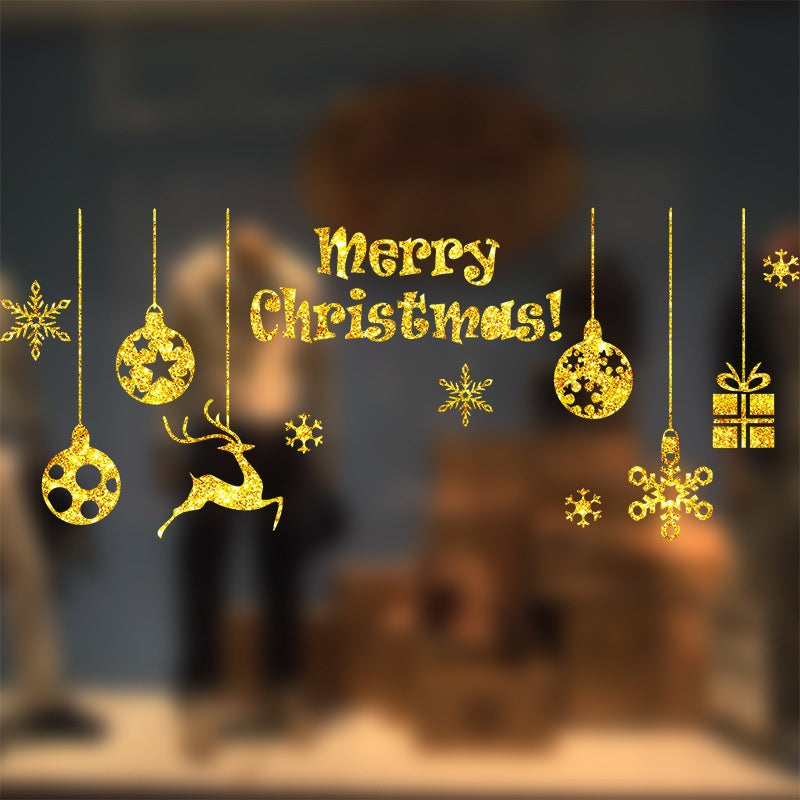 Christmas Window Stickers with Adhesive, Traceless Wall Decals for Holiday Decoration, Christmas and New Year Glass Door and Window Decor