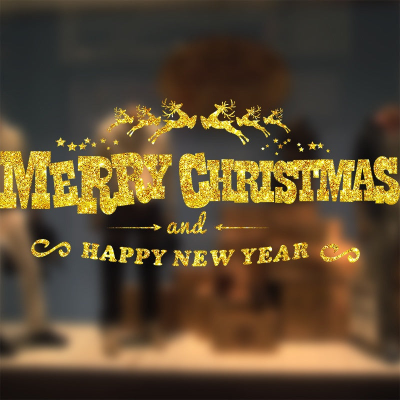 Christmas Window Stickers with Adhesive, Traceless Wall Decals for Holiday Decoration, Christmas and New Year Glass Door and Window Decor