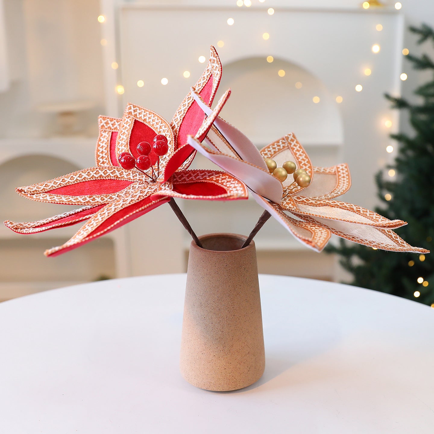 Saint Yuan New Arrival Faux Velvet Preserved Christmas Flower Branches Christmas Tree Decoration Holiday Decor