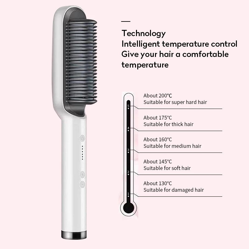 2-in-1 Hair Straightener & Curler Hot Comb Ion Brush