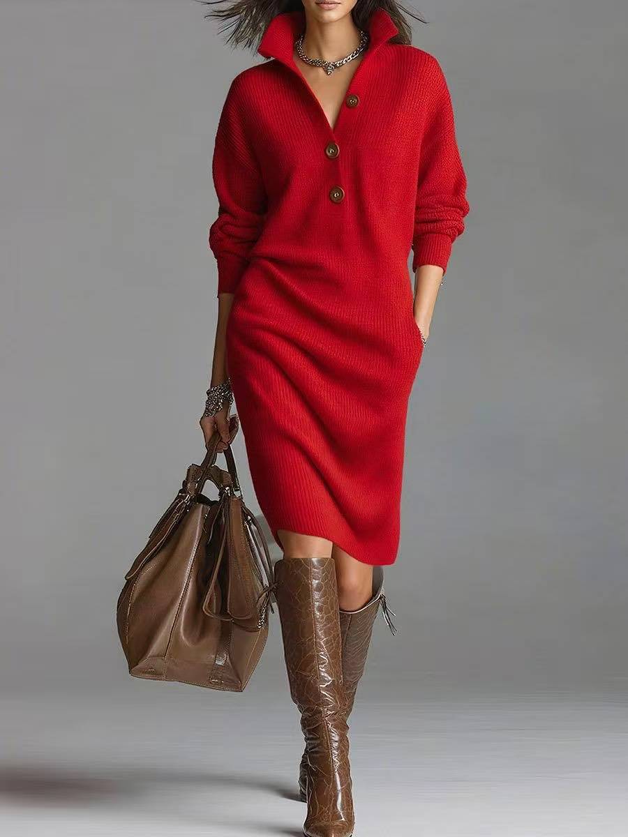 Cozy Long-Sleeve Sweater Dress | Warm Winter Casual Pullover