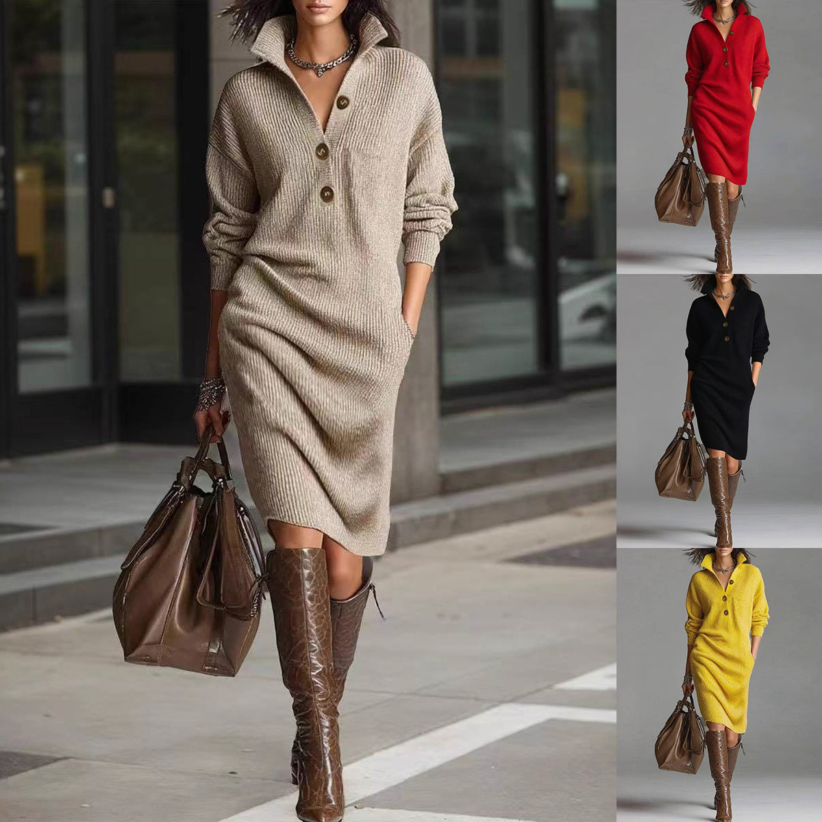 Cozy Long-Sleeve Sweater Dress | Warm Winter Casual Pullover