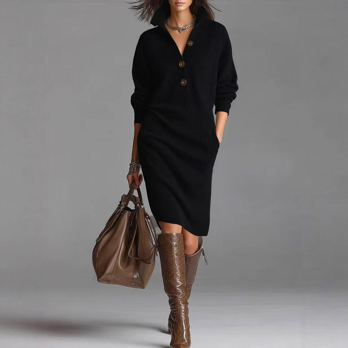 Cozy Long-Sleeve Sweater Dress | Warm Winter Casual Pullover