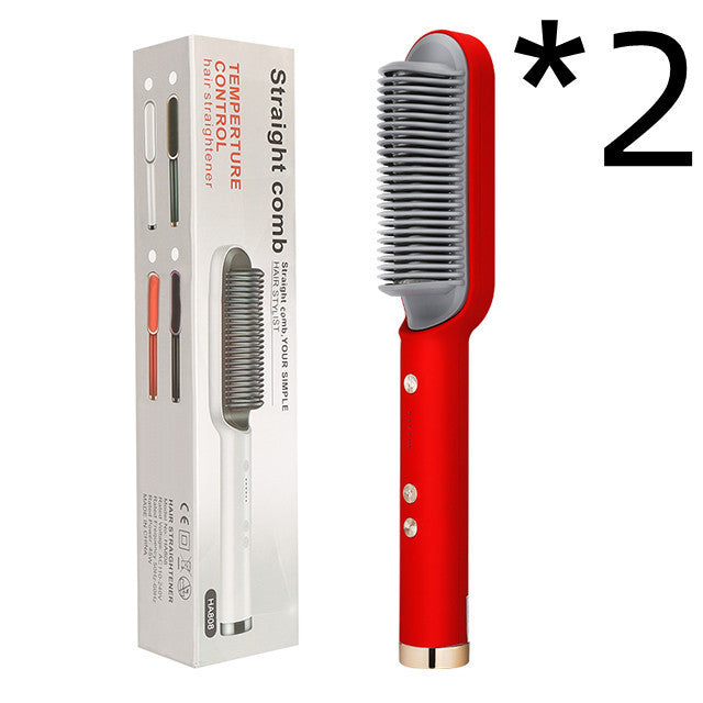 2-in-1 Hair Straightener & Curler Hot Comb Ion Brush