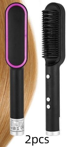 2-in-1 Hair Straightener & Curler Hot Comb Ion Brush