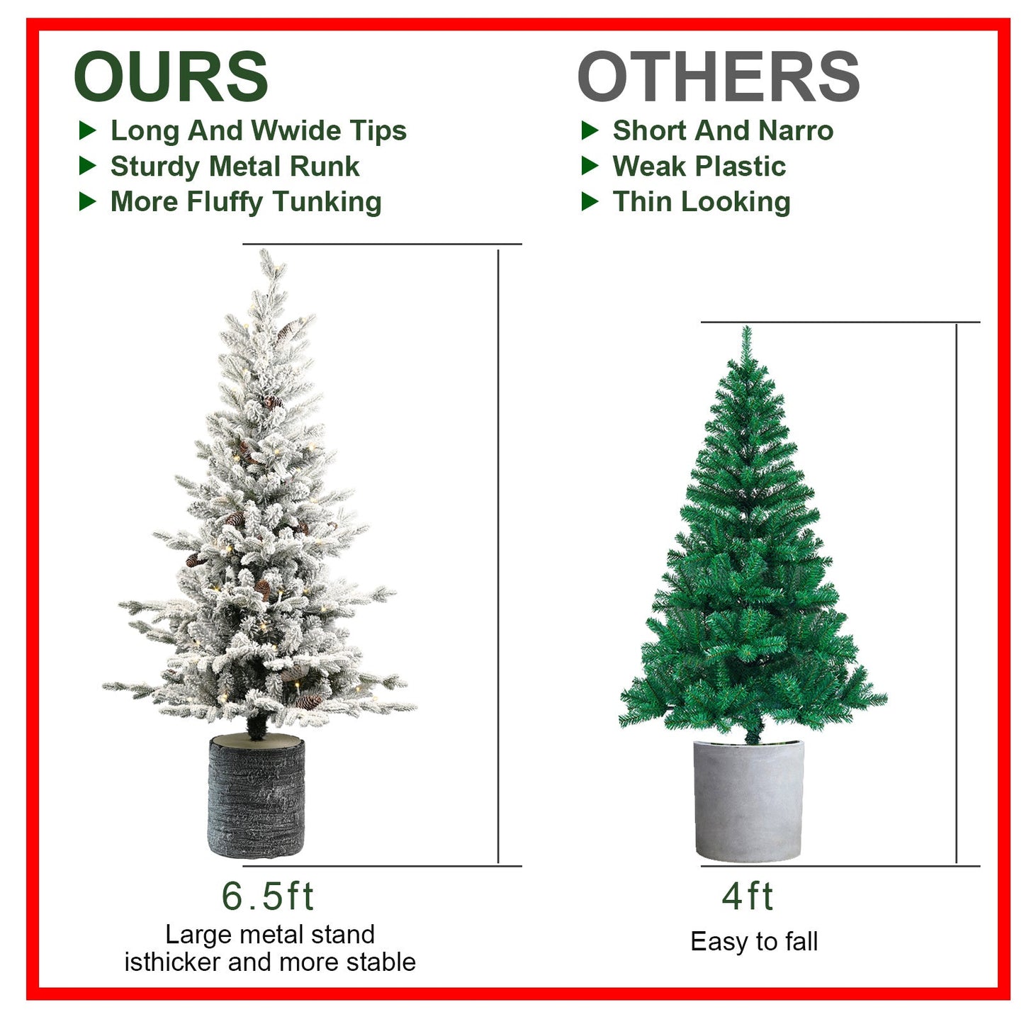 ⭐ “Premium Flocked Christmas Tree with Warm LED Lights – Realistic, Fluffy & Snow-Kissed (2ft–6ft)”